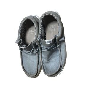 Hey Dude Wally Canvas Wide Light Gray Casual Loafers Slip On Men's Size 11